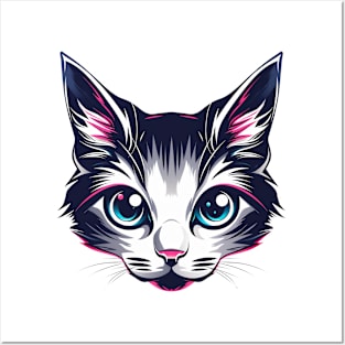 cute cat face Posters and Art